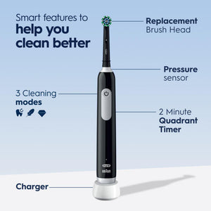 Oral-B Pro 1000 Electric Toothbrush, 1 Pc, Black, Rechargeable Power Handle, Daily Clean Mode, Pressure Sensor