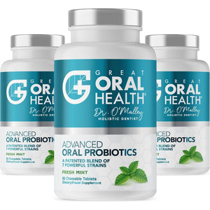 Oral Probiotics For Mouth Bad Breath Treatment For Adults: Dentist Formulated BLIS K12 M18 Advanced Oral Probiotics For Teeth And Gums, 60 Chewable Oral Health Probiotics Supplement Tablets (Mint 3pk),