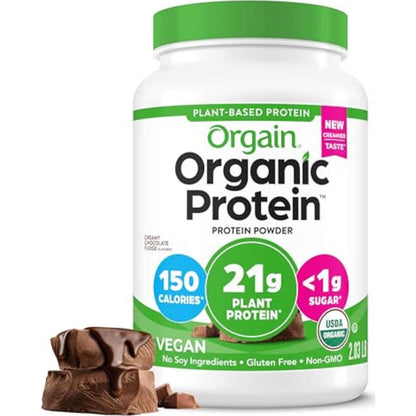 Orgain Organic Vegan Protein Powder, 203lbs, Creamy Chocolate Fudge, 21g Plant Protein, Low Net Carbs, No Added Sugar, Ideal for Shakes