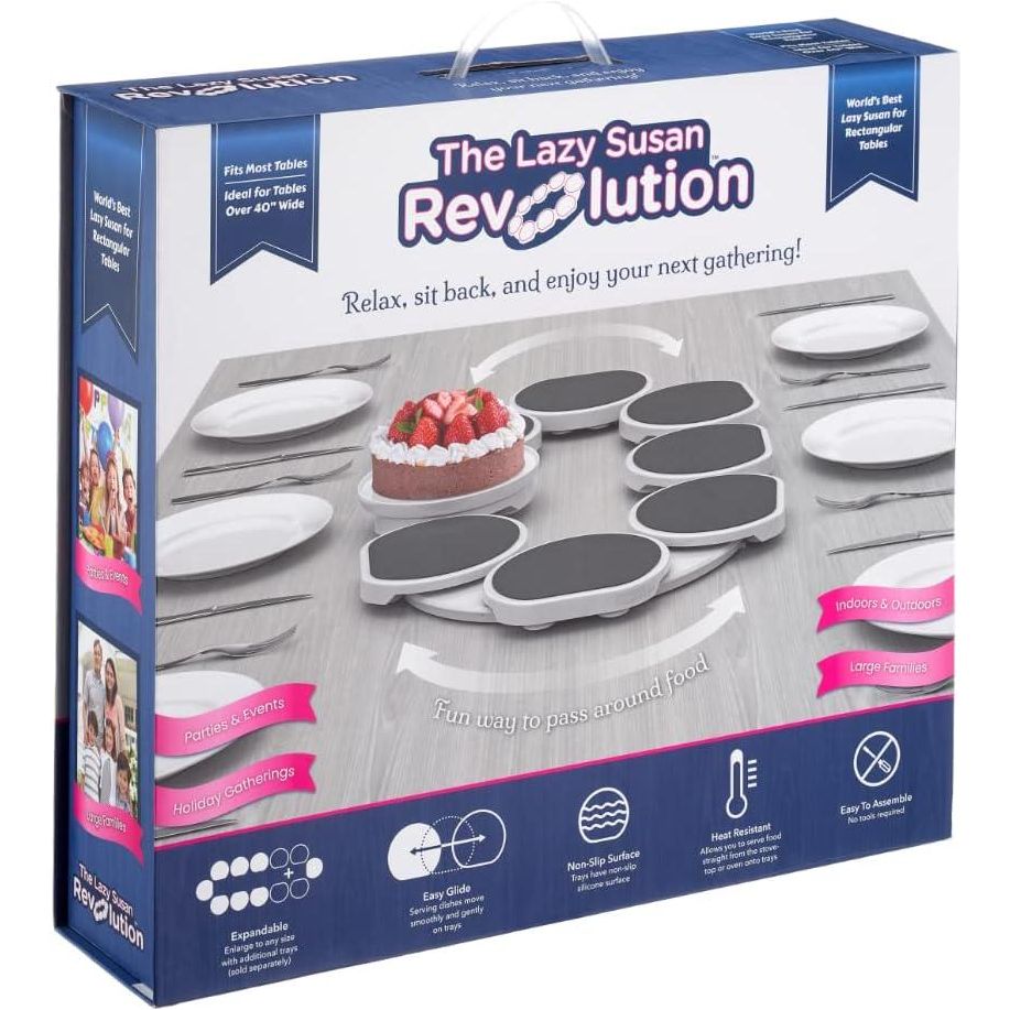 Original Dark Gray - The Lazy Susan Revolution - The First Patented Lazy Susan Turntable Expandable For Rectangular And Oblong Tables - Kitchen And Dining Tables - Great Gift! Parties And Gatherings,195893266746