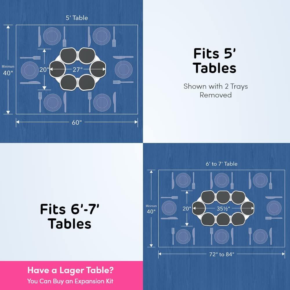 Original Dark Gray - The Lazy Susan Revolution - The First Patented Lazy Susan Turntable Expandable For Rectangular And Oblong Tables - Kitchen And Dining Tables - Great Gift! Parties And Gatherings,195893266746