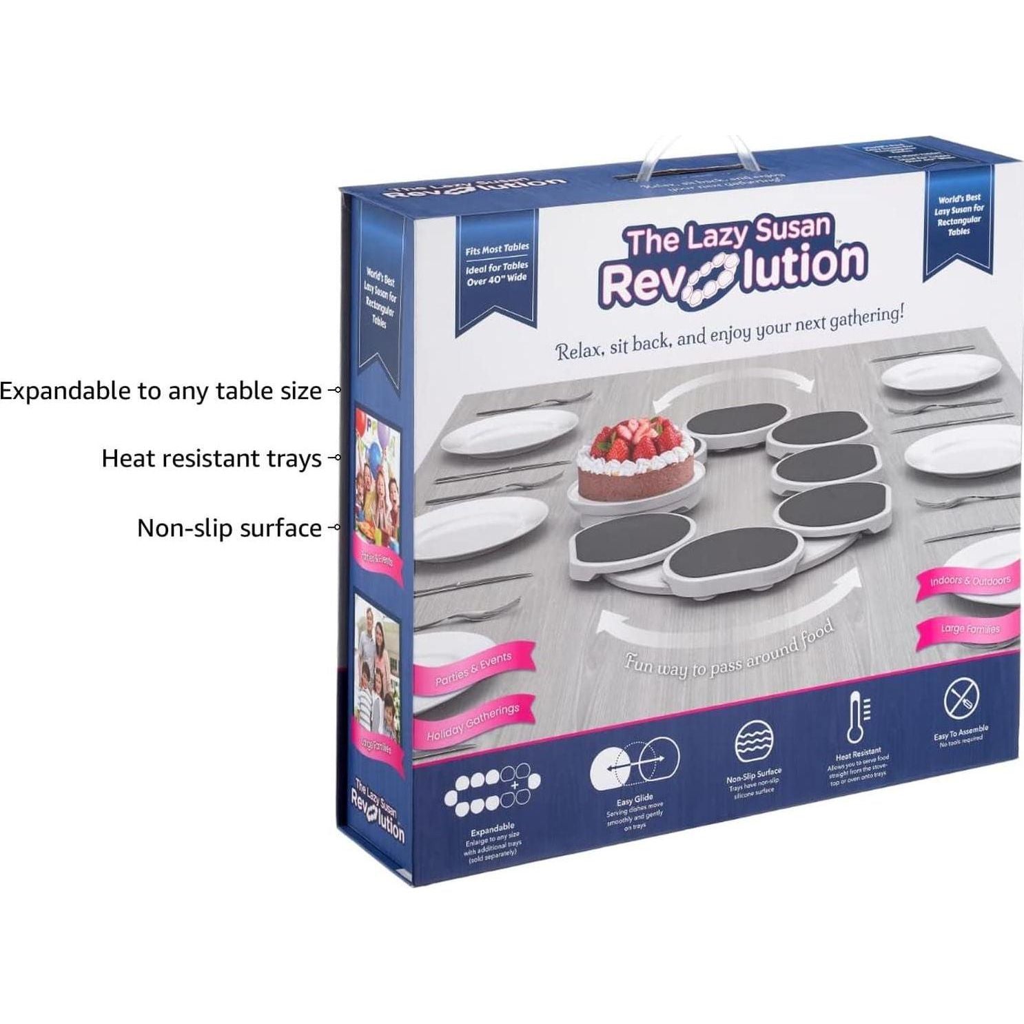 Original Dark Gray - The Lazy Susan Revolution - The First Patented Lazy Susan Turntable Expandable For Rectangular And Oblong Tables - Kitchen And Dining Tables - Great Gift! Parties And Gatherings,195893266746