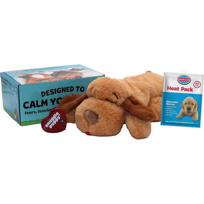 Snuggle Puppy Plush Dog Toy with Heartbeat Calming Aid Anxiety Relief Biscuit Color