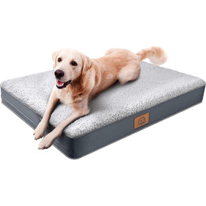 Orthopedic Dog Bed for Large Dogs with Washable Cover Egg Crate Foam Anti Slip Bottom Plush Mat Grey