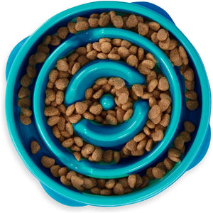 Outward Hound Fun Feeder Slo Bowl Medium Mini Turquoise Slow Feed Dog Bowl