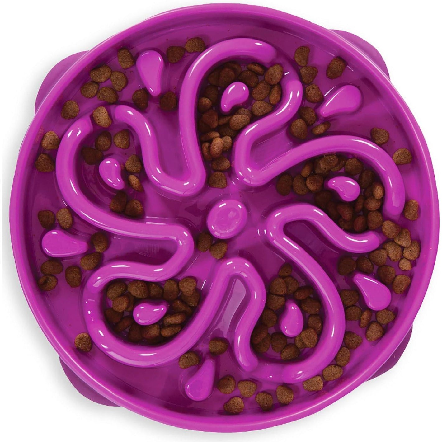 Outward Hound Fun Feeder Slo Bowl, Large Purple Dog Bowl, 4 Cups, Slow Eating Anti-Choke Design