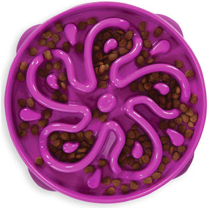 Outward Hound Fun Feeder Slo Bowl, Large Purple Dog Bowl, 4 Cups, Slow Eating Anti-Choke Design