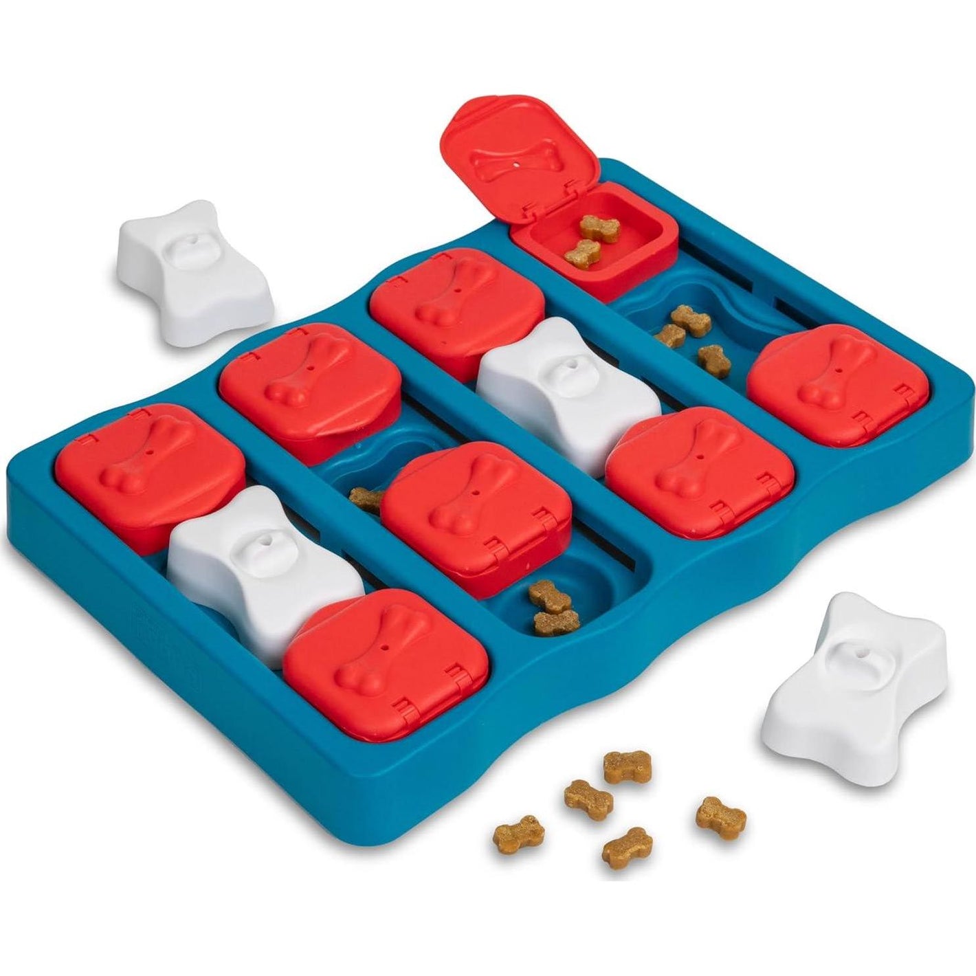 Outward Hound Nina Ottosson Dog Puzzle Toy, Level 2 Brick Game, Treat Dispenser, Interactive Play, Blue