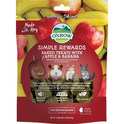 Oxbow Simple Rewards Apple Banana Treats 3 oz Timothy Hay Snacks for Guinea Pigs and Rabbits Made in USA