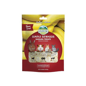 Oxbow Simple Rewards Banana Treats 0.5 oz Freeze Dried Fruit Snacks for Guinea Pigs and Rabbits Healthy Small Pet Snack