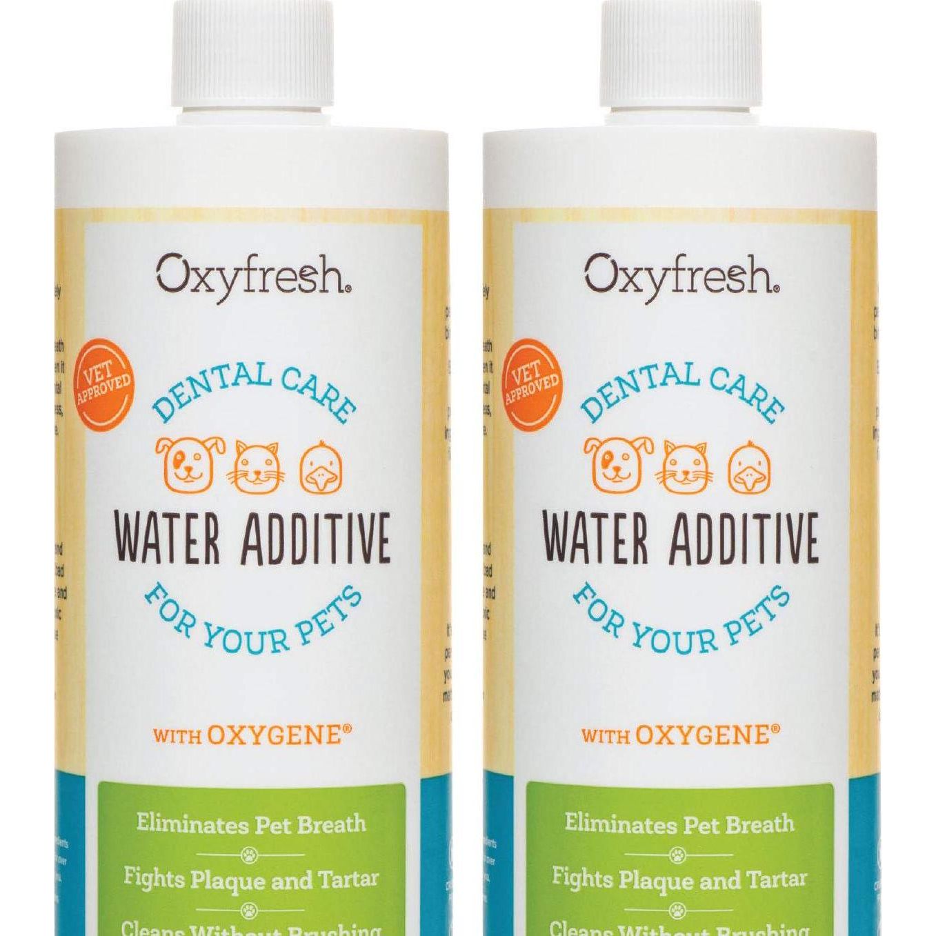 Oxyfresh Pet Dental Water Additive, 2-Pack, Fights Plaque, Tartar, & Bad Breath, Vet Recommended, 16 oz Bottles