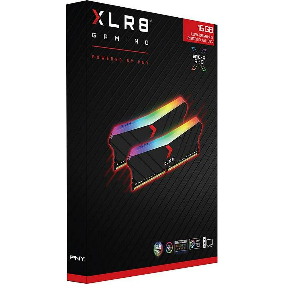 PNY XLR8 Gaming 16GB (2x8GB) DDR4 DRAM 3600MHz (PC4-28800) CL18 1.35V RGB Dual Channel Desktop (DIMM) Memory MD16GK2D4360018XRGB,