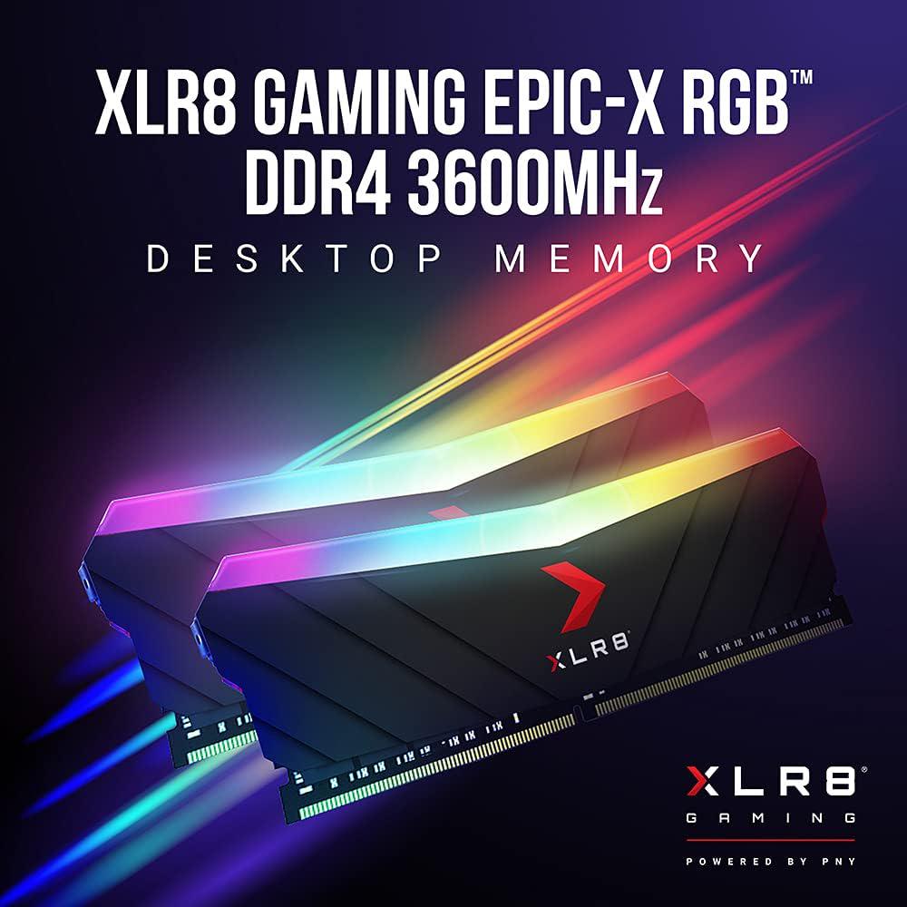 PNY XLR8 Gaming 16GB (2x8GB) DDR4 DRAM 3600MHz (PC4-28800) CL18 1.35V RGB Dual Channel Desktop (DIMM) Memory MD16GK2D4360018XRGB,