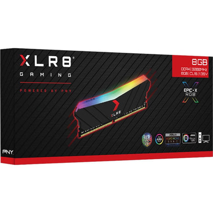PNY XLR8 Gaming 8GB DDR4 3200MHz (PC4-25600) CL16 1.35V RGB Desktop (DIMM) Memory MD8GD4320016XRGB,