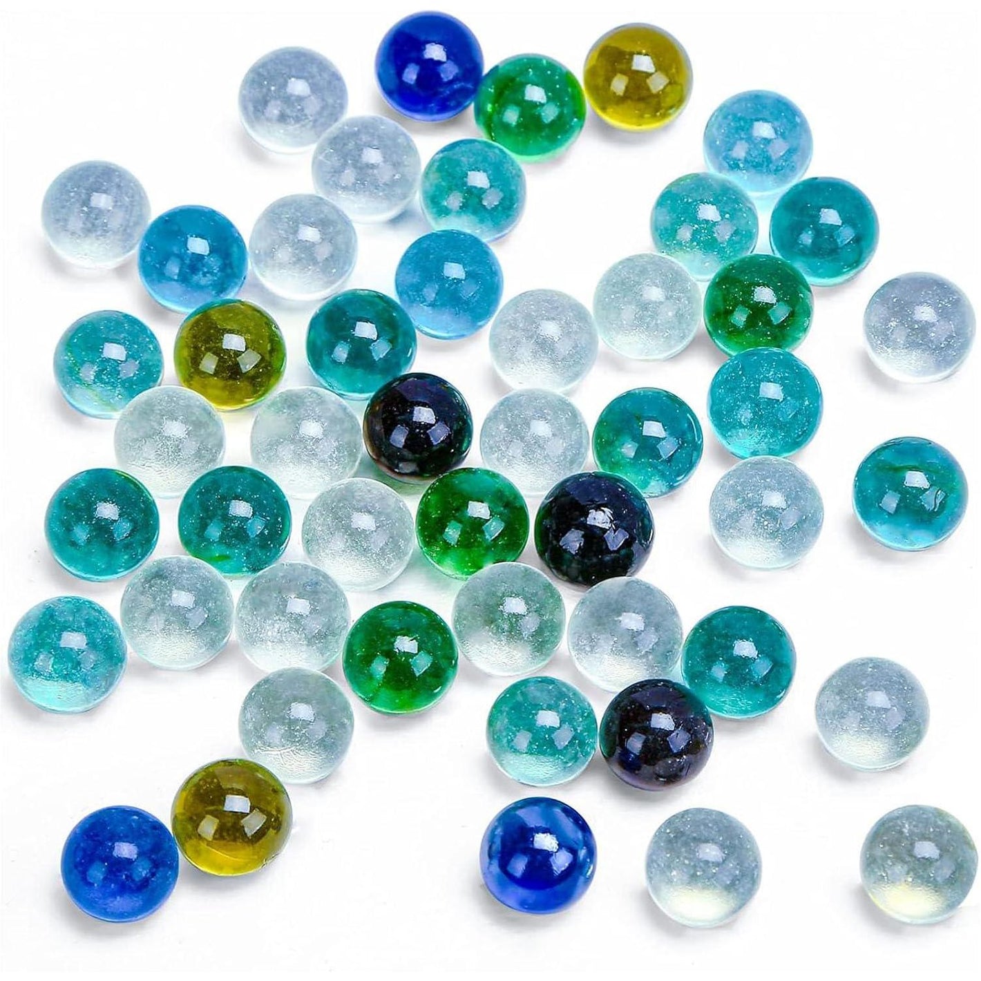 Poplay 50 Pcs Player Marbles, Multi-Color Bulk with Whistle, For Marble Games, Kids Party Favors & Toys
