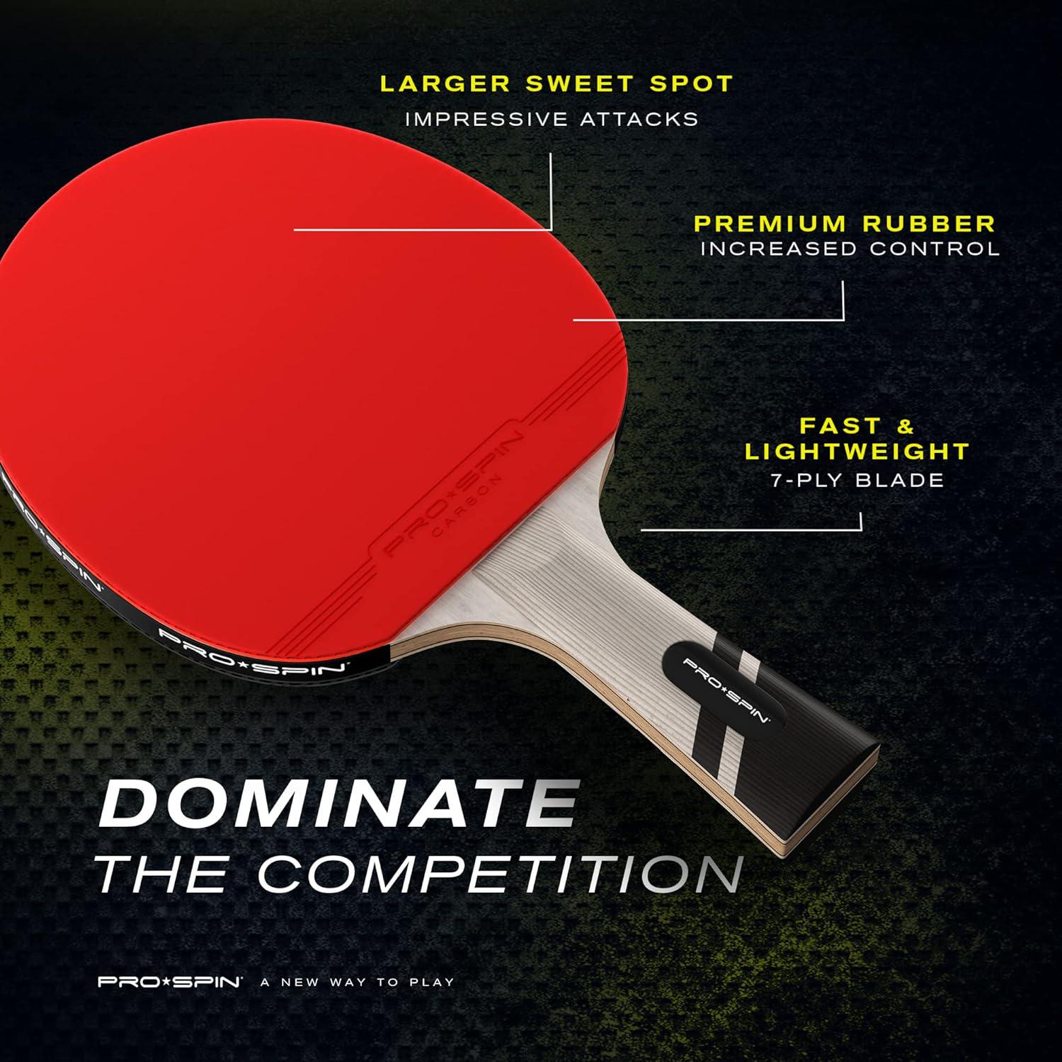 PRO SPIN Ping Pong Paddles - Professional Level Table Tennis Rackets With Carbon Fiber For Superior Control | 7-Ply Blade, Premium Rubber, 2.0mm Sponge | Includes Protector Case,850040710298
