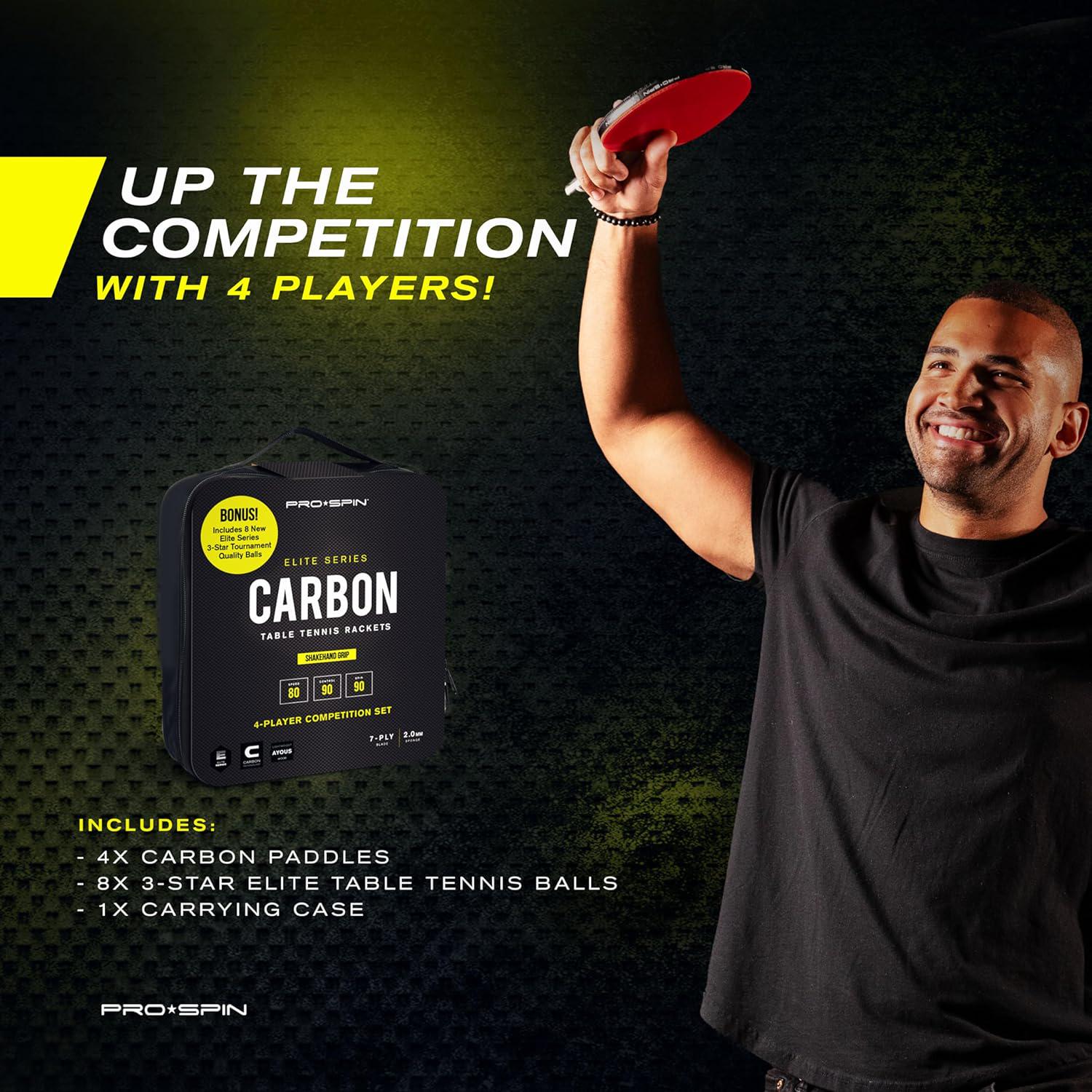 PRO SPIN Ping Pong Paddles - Professional Level Table Tennis Rackets With Carbon Fiber For Superior Control | 7-Ply Blade, Premium Rubber, 2.0mm Sponge | Includes Protector Case,850040710298
