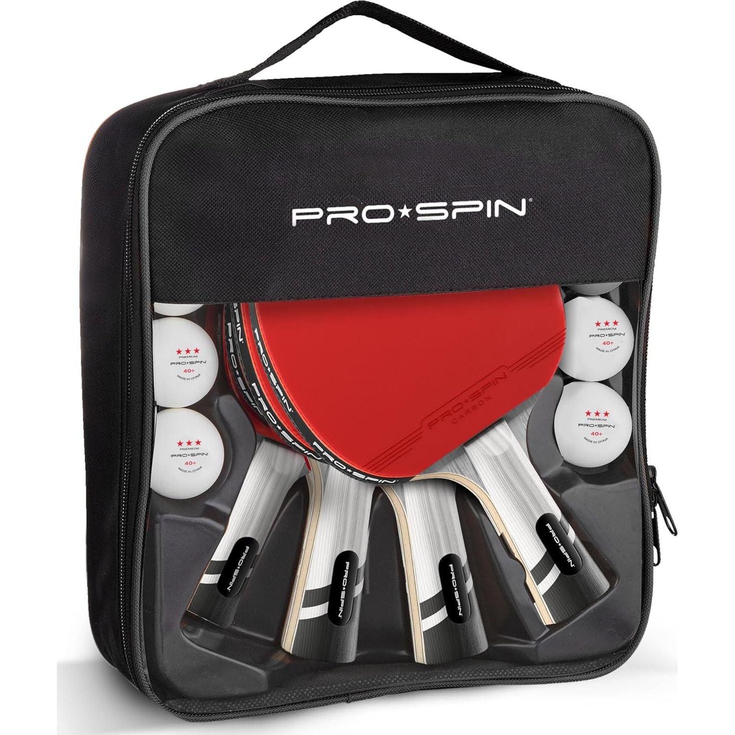 PRO SPIN Ping Pong Paddles - Professional Level Table Tennis Rackets With Carbon Fiber For Superior Control | 7-Ply Blade, Premium Rubber, 2.0mm Sponge | Includes Protector Case,850040710298