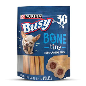 Purina Busy Tiny Toy Breed Dog Bones Chews 30 Ct Pouch Made in USA Facilities