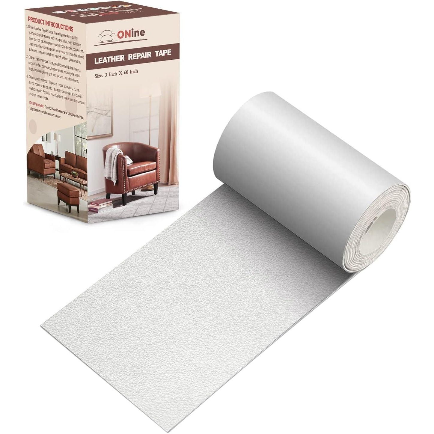 PU Leather Repair Tape, 3 X 60 Inches, White,