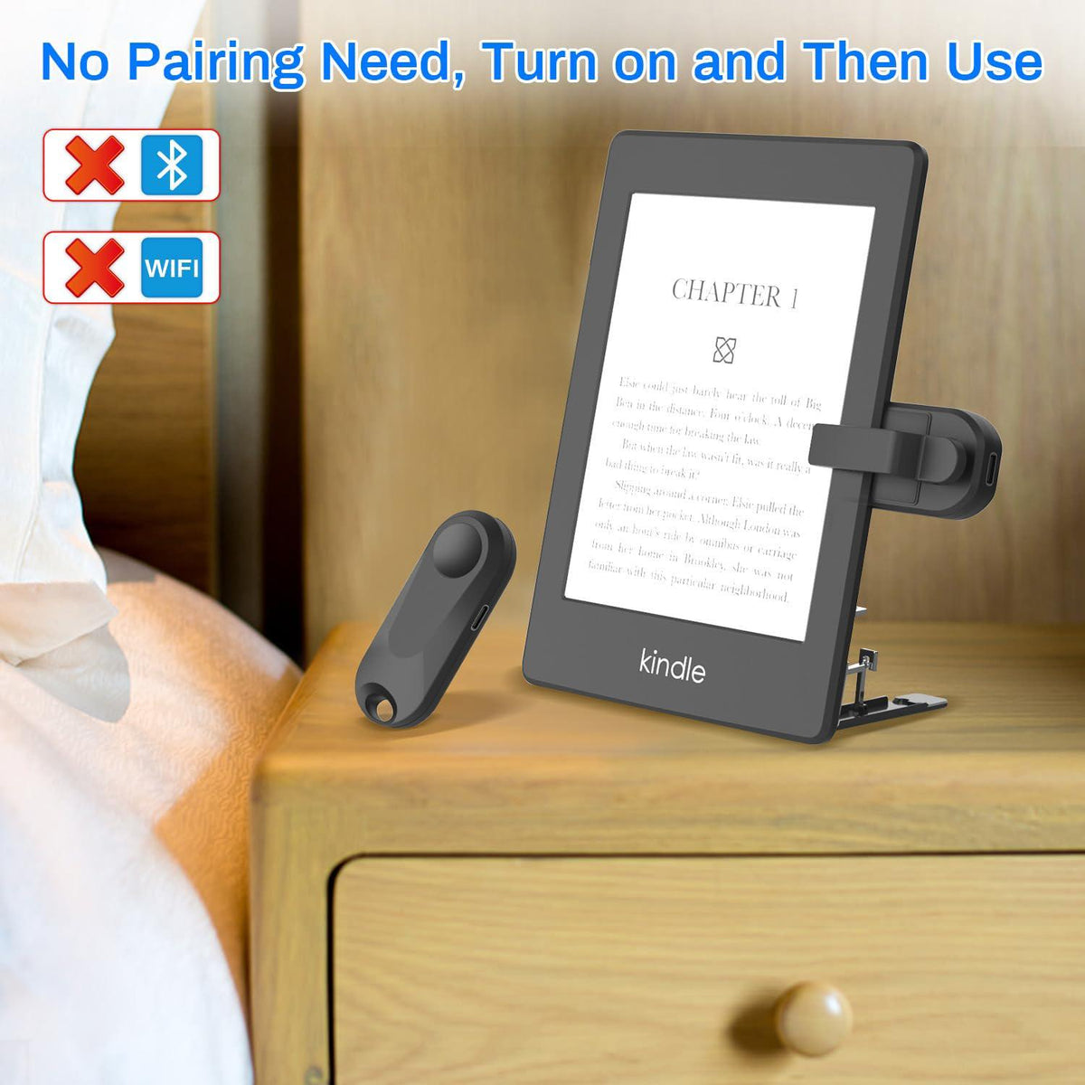Page Turner Remote With Stand For Kindle, Clicker Page Turner For Kindle Paperwhite Kobo EReaders Reading Accessories And Non-Bluetooth Touchable Devices,