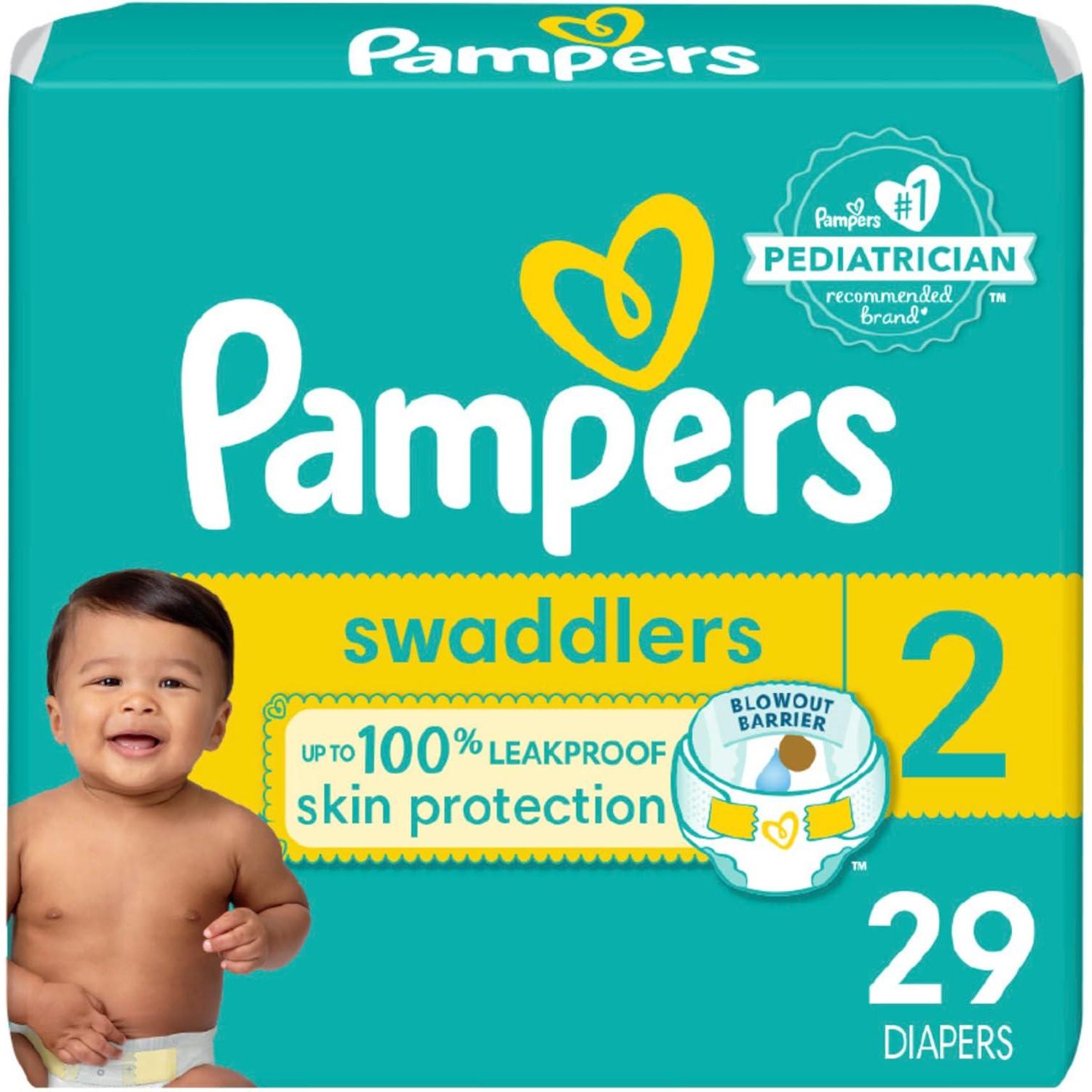Pampers Baby Diapers - Swaddlers - Size 2, 29 Count, Ultra Soft Disposable Infant Diaper,