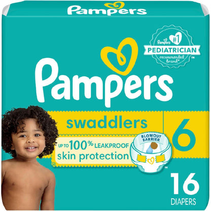 Pampers Baby Diapers - Swaddlers - Size 6, 16 Count, Ultra Soft Disposable Infant Diaper,