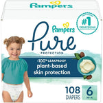 Pampers Pure Protection Diapers - Size 6, One Month Supply (108 Count), Hypoallergenic Premium Disposable Baby Diapers,
