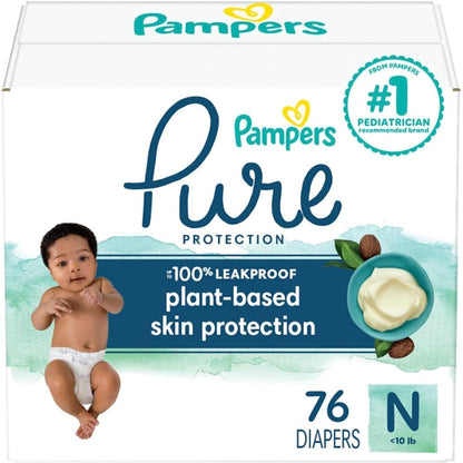 Pampers Pure Protection Diapers Newborn - Size 0, 76 Count, Hypoallergenic Premium Disposable Baby Diapers,