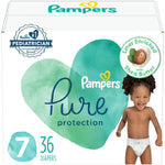 Pampers Pure Protection Diapers - Size 7, 36 Count, Hypoallergenic Premium Disposable Baby Diapers,