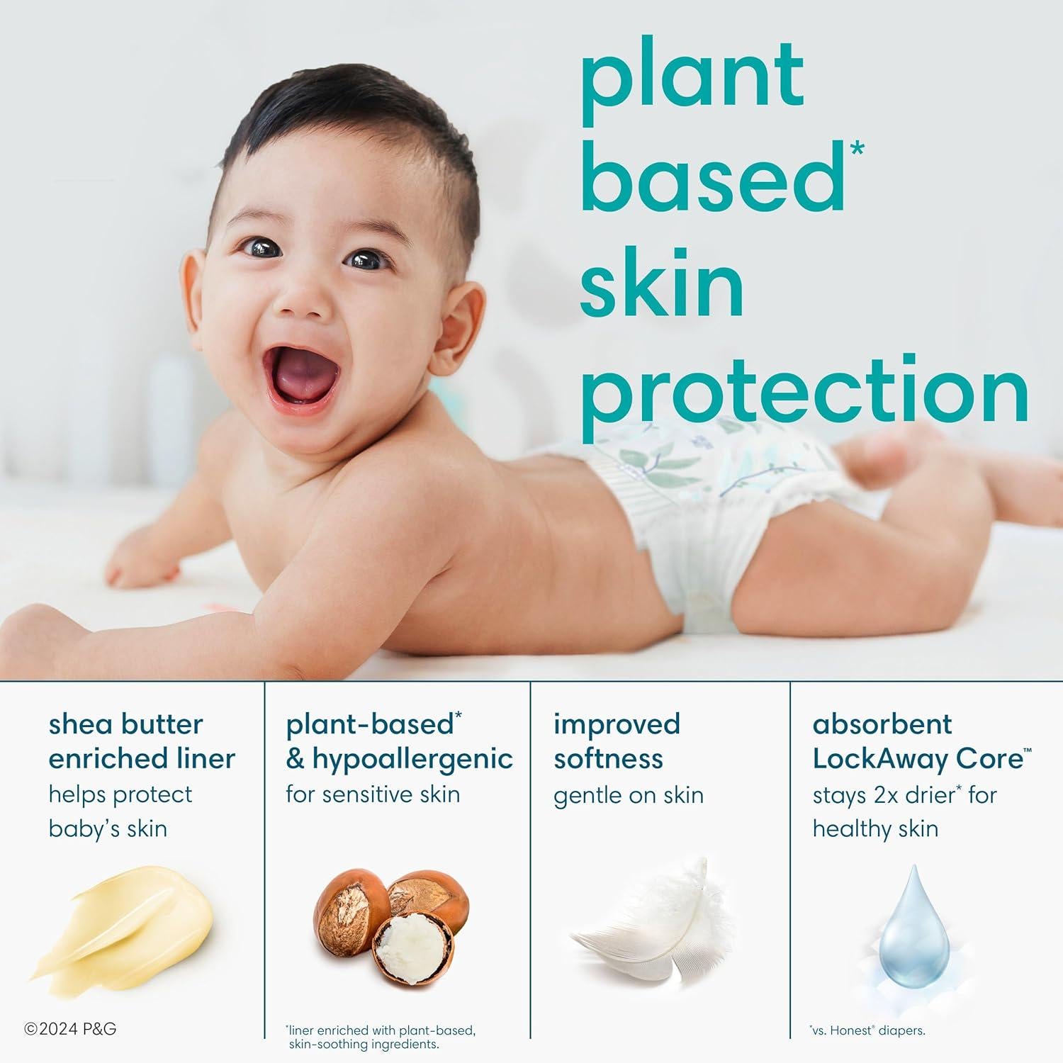 Pampers Pure Protection Diapers - Size 4, 108 Count, Hypoallergenic Premium Disposable Baby Diapers,