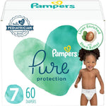 Pampers Pure Protection Diapers - Size 7, 60 Count, Hypoallergenic Premium Disposable Baby Diapers,