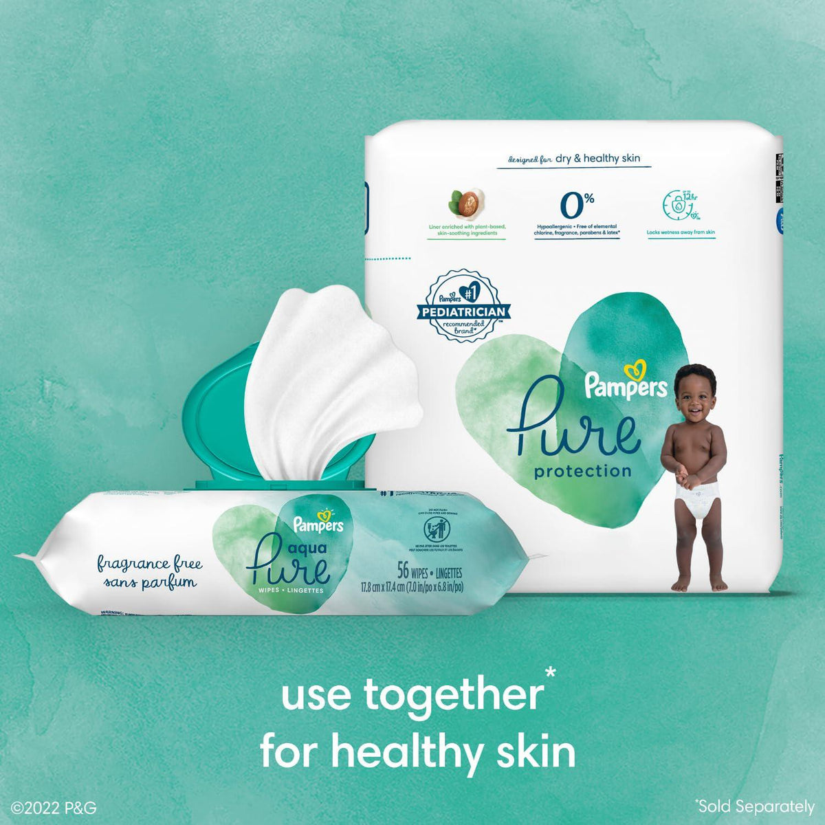 Pampers Pure Protection Diapers - Size 7, 36 Count, Hypoallergenic Premium Disposable Baby Diapers,