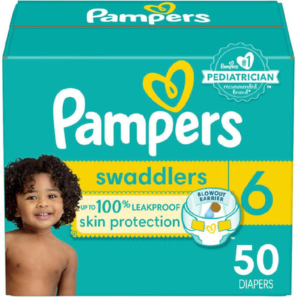 Pampers Swaddlers Diapers - Size 6, 50 Count, Ultra Soft Disposable Baby Diapers,