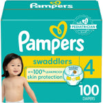 Pampers Swaddlers Diapers - Size 4, 100 Count, Ultra Soft Disposable Baby Diapers,