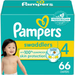Pampers Swaddlers Diapers - Size 4, 66 Count, Ultra Soft Disposable Baby Diapers,