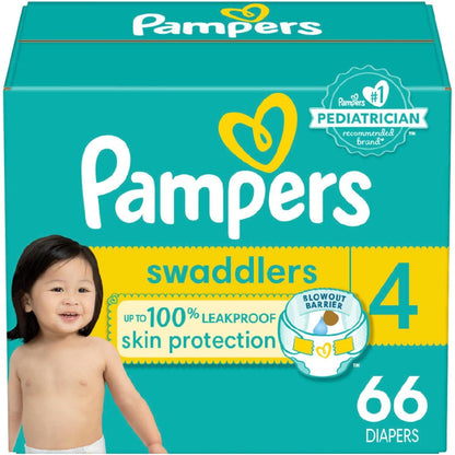 Pampers Swaddlers Diapers - Size 4, 66 Count, Ultra Soft Disposable Baby Diapers,