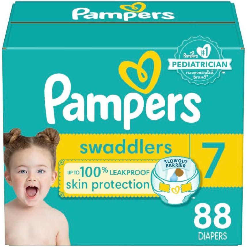Pampers Swaddlers Diapers - Size 7, One Month Supply (88 Count), Ultra Soft Disposable Baby Diapers,