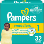 Pampers Swaddlers Diapers - Size 1, 32 Count, Ultra Soft Disposable Baby Diapers,