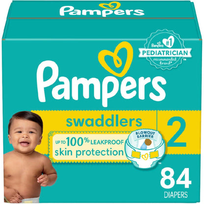 Pampers Swaddlers Diapers - Size 2, 84 Count, Ultra Soft Disposable Baby Diapers,