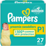 Pampers Swaddlers Diapers Preemie - Size P1, 27 Count, Ultra Soft Disposable Baby Diapers,