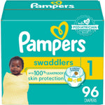 Pampers Swaddlers Diapers - Size 1, 96 Count, Ultra Soft Disposable Baby Diapers,