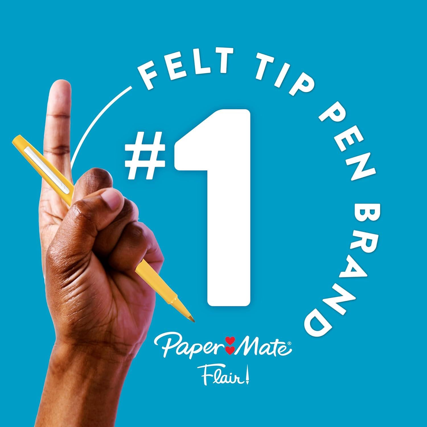 Paper Mate Flair Felt Tip Pens, Medium Point (0.7mm), Red, 4 Count,