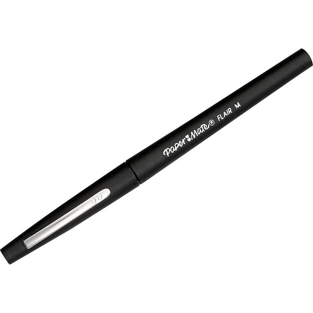 Paper Mate Flair Felt Tip Pens, Medium Point (0.7mm), Black, 4 Count,