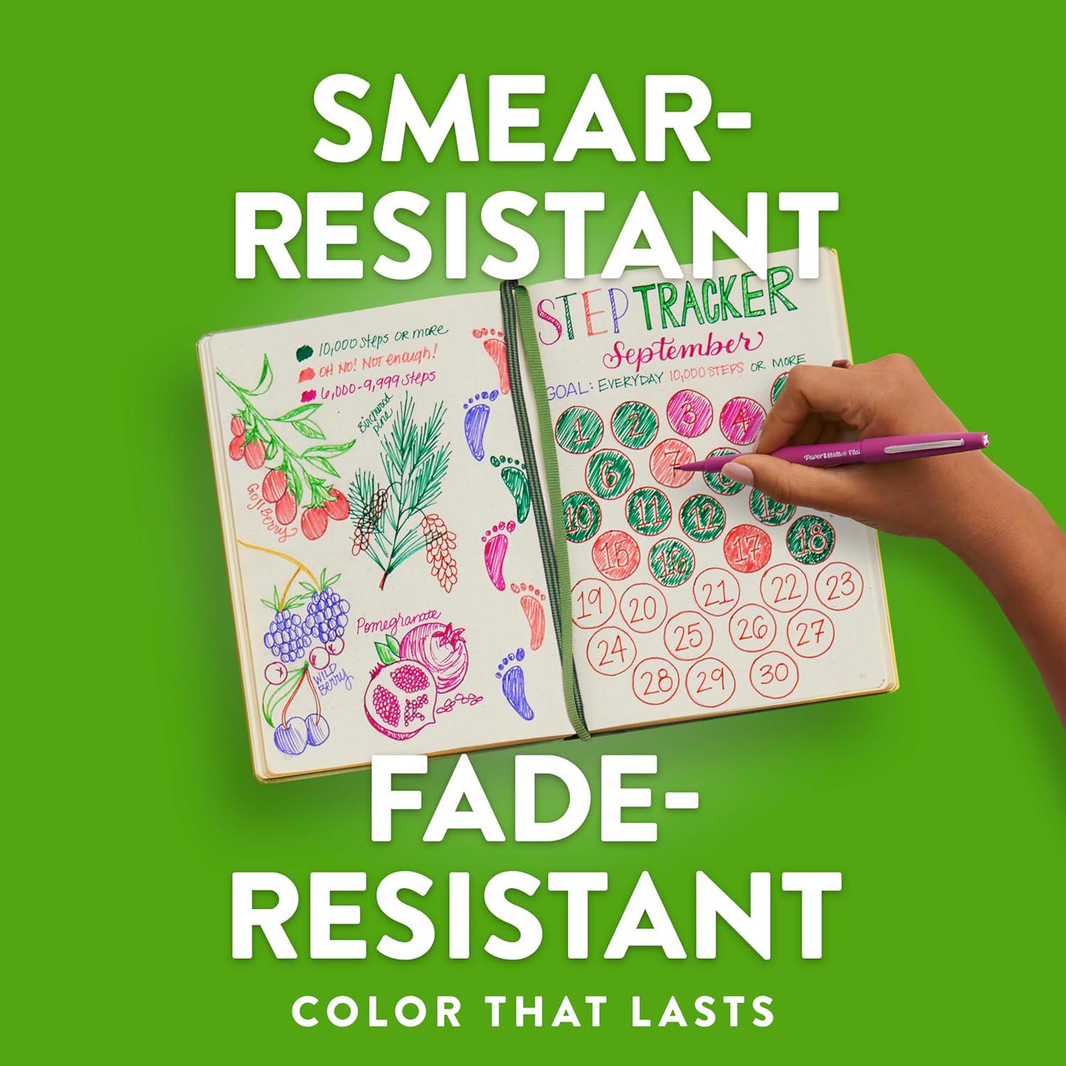 Paper Mate Flair Felt Tip Pens, Medium Point (0.7mm), Black, 4 Count,