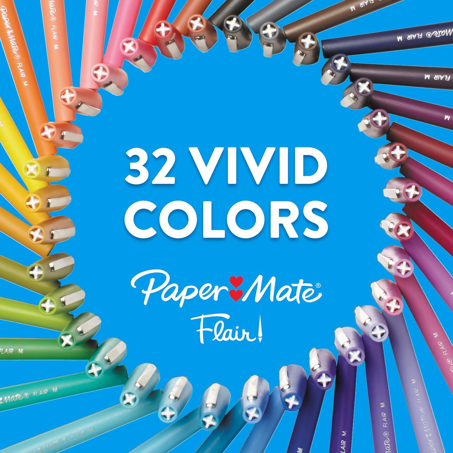 Paper Mate Flair Felt Tip Pens, Medium Point (0.7mm), Red, 4 Count,