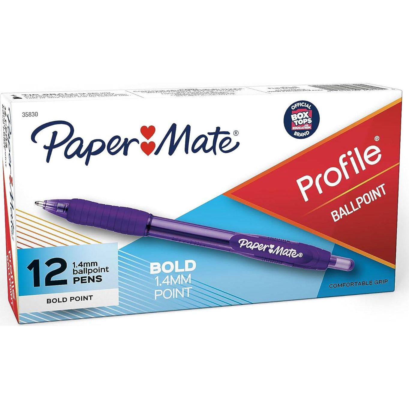 Paper Mate Profile Retractable Ballpoint Pens, Bold (1.4mm), Purple, 12 Count,