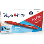 Paper Mate Profile Retractable Ballpoint Pens, Bold (1.4mm), Red, 12 Count,