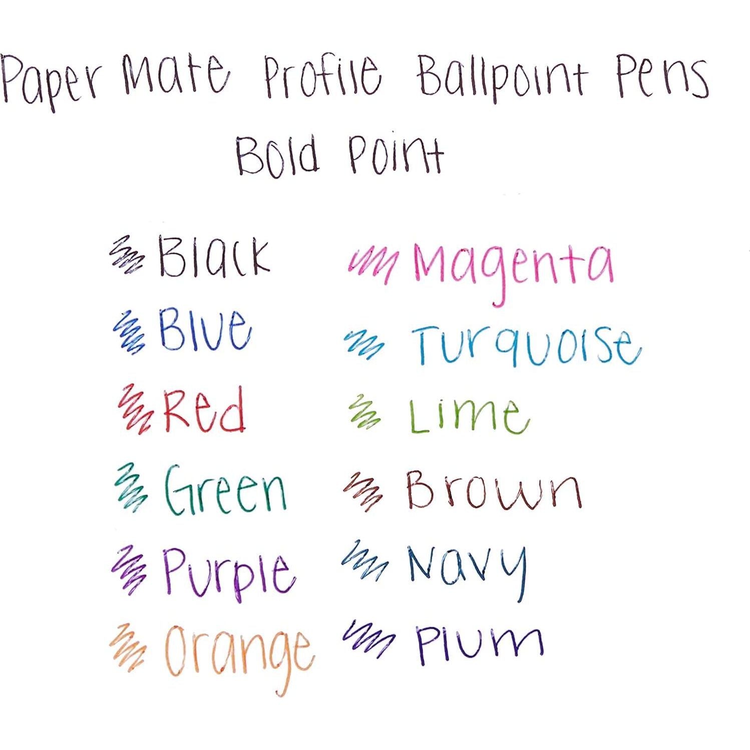 Paper Mate Profile Retractable Ballpoint Pens, Bold (1.4mm), Purple, 12 Count,