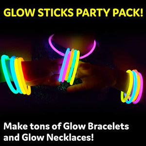 Partysticks 100 Pack 8 Inch Glow Sticks Neon Party Favors Bracelets Necklaces with Connectors